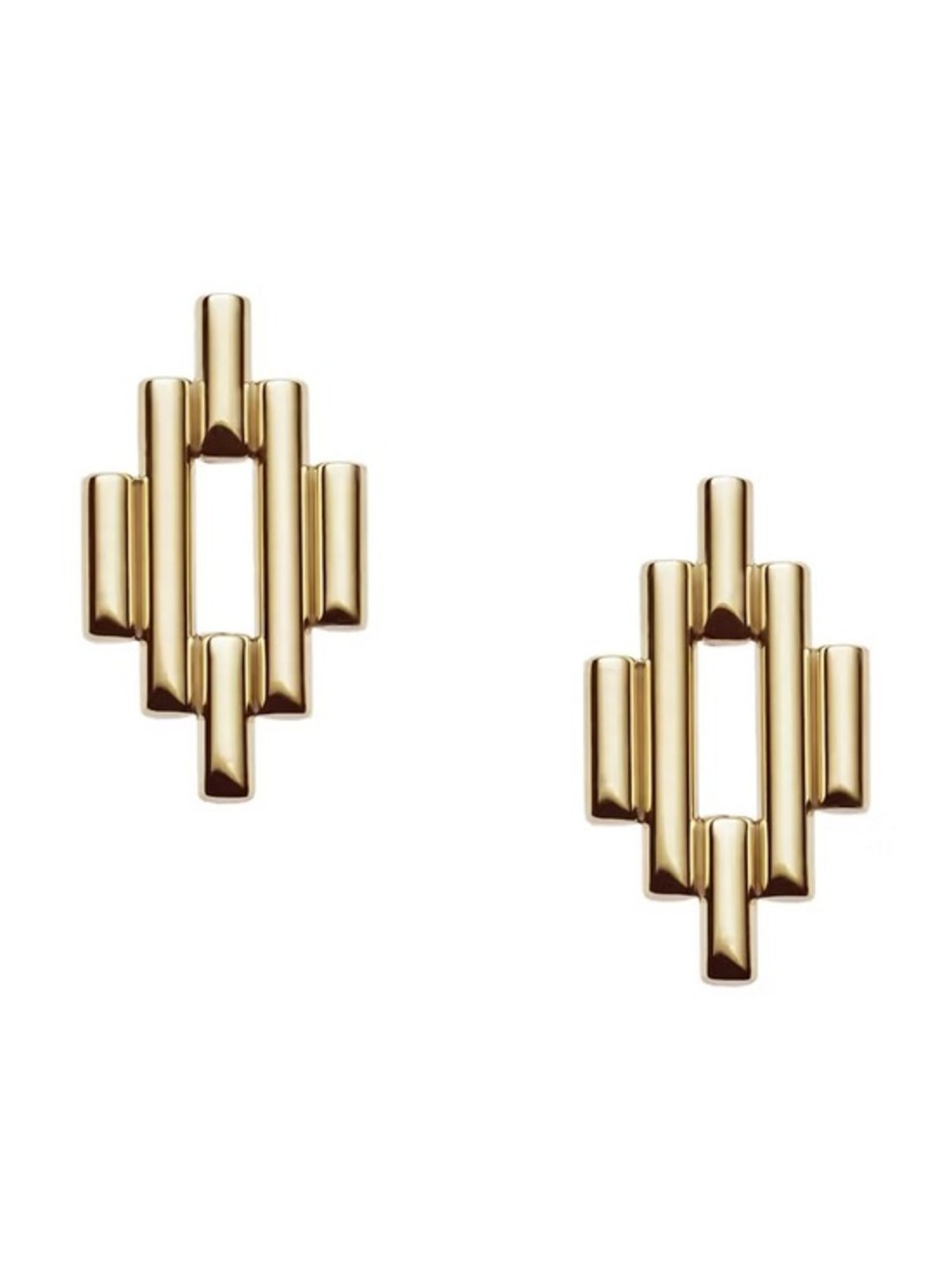 Fossil Gold Geometric Bar Stud Earrings